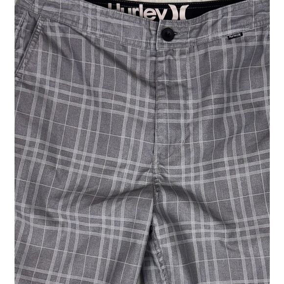Hurley Mens Size 28 Gray Plaid Board Shorts Polyester - Picture 2 of 10